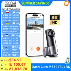 New 70mai Dash Cam M310 Plus 3K 1620P WDR Voice Control 139°FOV Car DVR 70mai M310 Plus 3K Car Recorder Parking Monitor