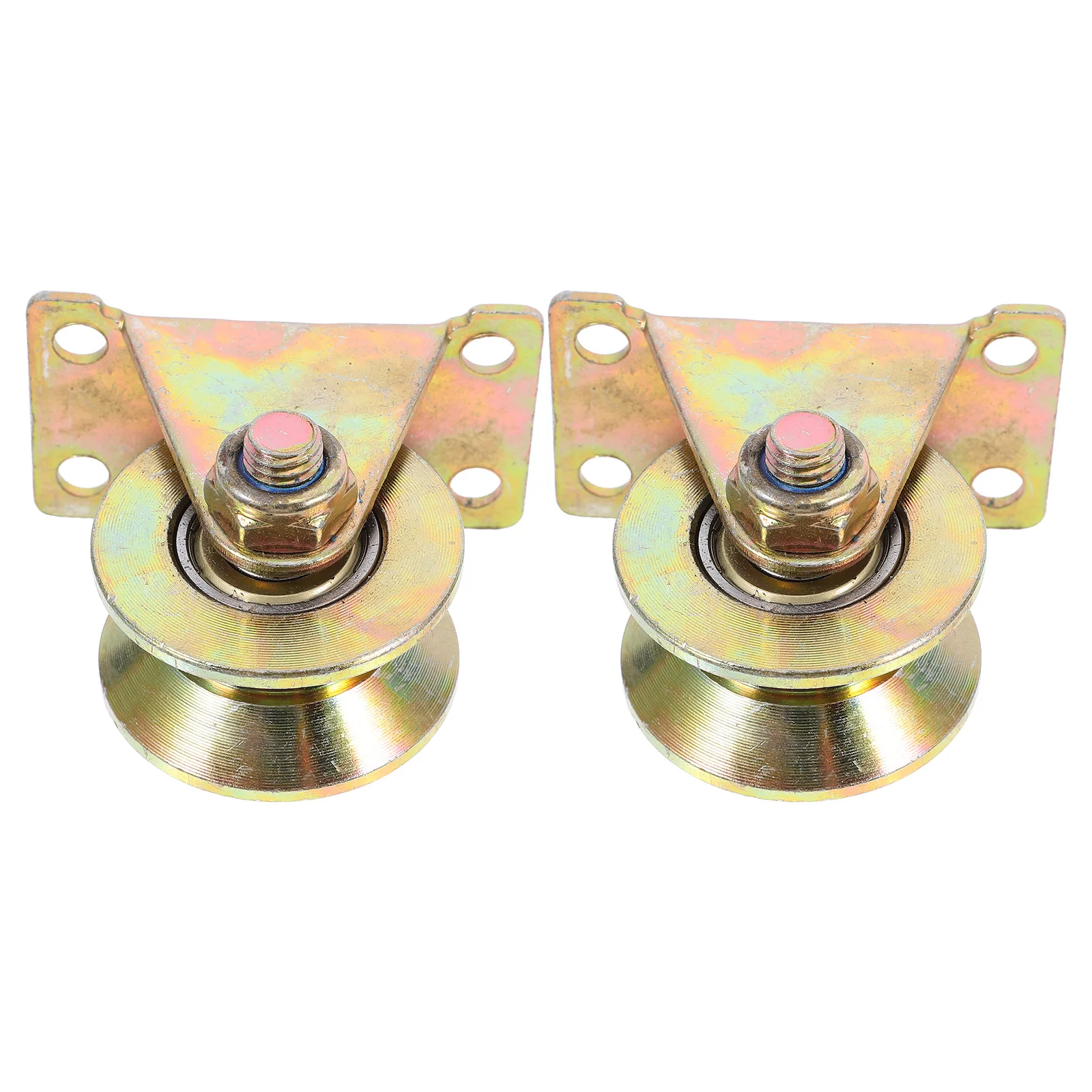 

2Pcs Pulley Block Sliding Door Wheel 2 Inch Heavy Duty Iron V-Groove Bearing for Wardrobe Kitchen Ceiling Mount Smooth Traction