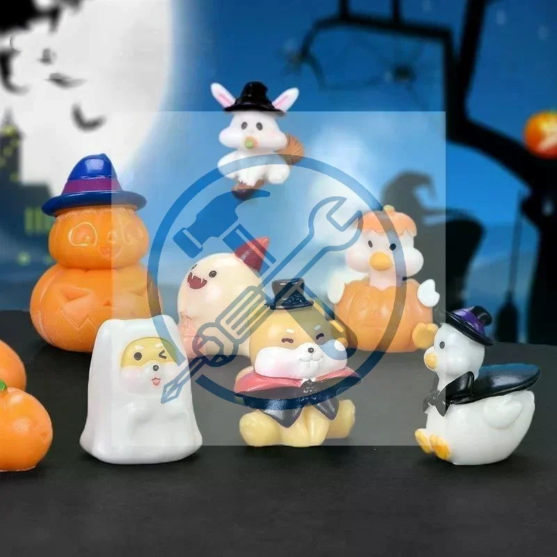 Halloween Mini Resin Figurines Adorable Cartoon Design Bright Colors For Outdoor Ornament Spooky Holiday Party Decoration Craft