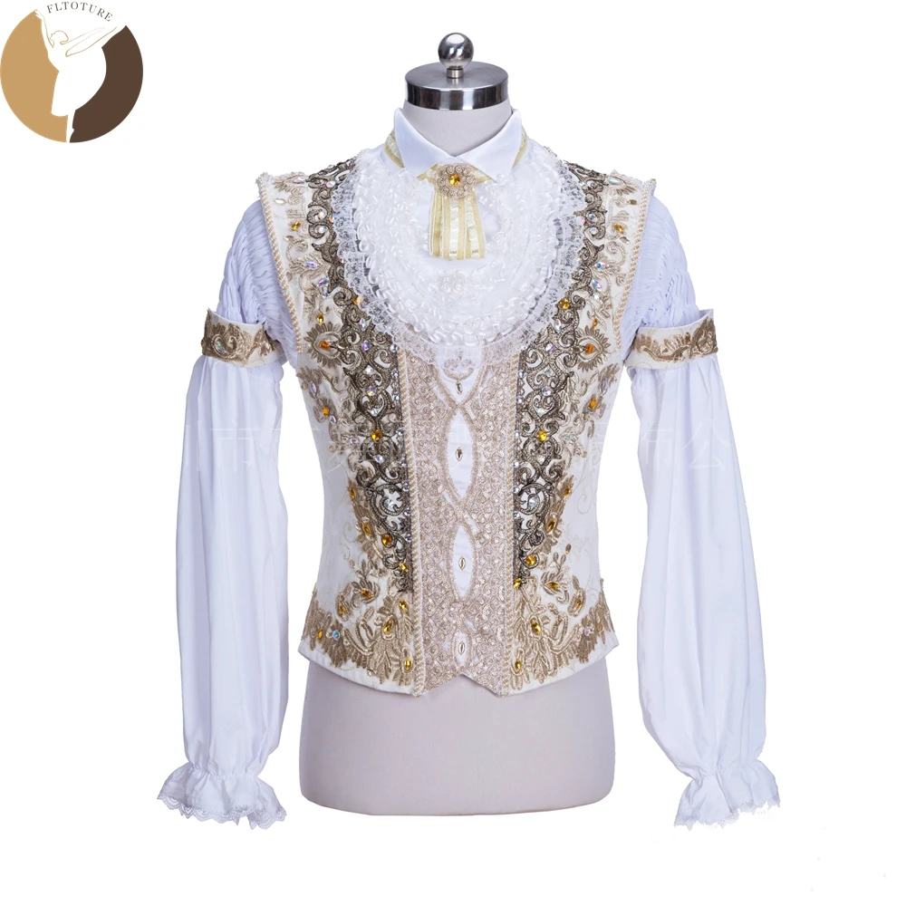 

FLTOTURE Профессиональный сценический костюм белого принца «Спящая красавица» Мужская верхняя одежда для балета