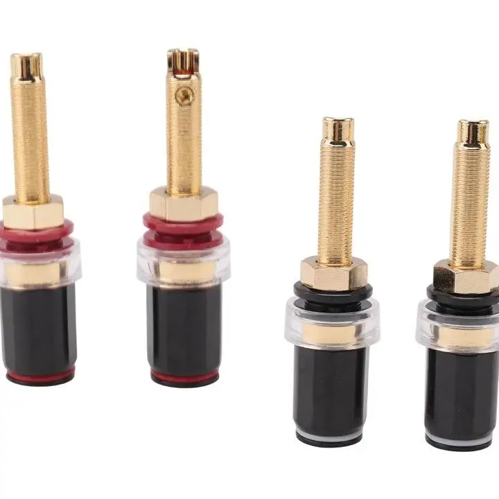 [in stock] 4Pcs Hifi Speaker Terminal Binding Post Pure Copper Gold Plated Amplifier Connector for Female Banana Jack Plug - view 4