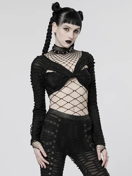 Hollow Out Black Sexy Bodysuits Fishnet Clubwear Long Sleeves Outfits Fashion Slim Chic…
