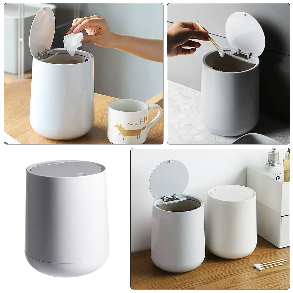 

Mini Trash Can Wastebasket Desktop Garbage Cans Plastic Waste Paper Bin Household Ideal Container Tissues Files Simple Practical