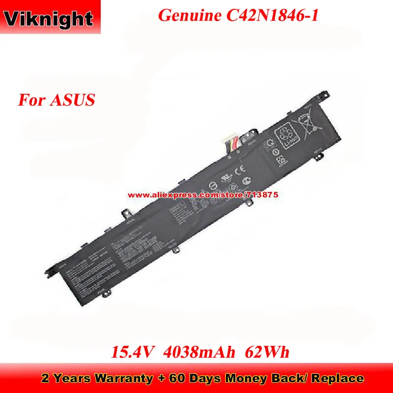 

Оригинальный аккумулятор C42N1846-1 15,4 В, 4038 мАч, 62 Втч для ноутбуков серии Asus UX5000G UX5000GVL Zenbook Pro Duo UX581 UX581G UX581GV