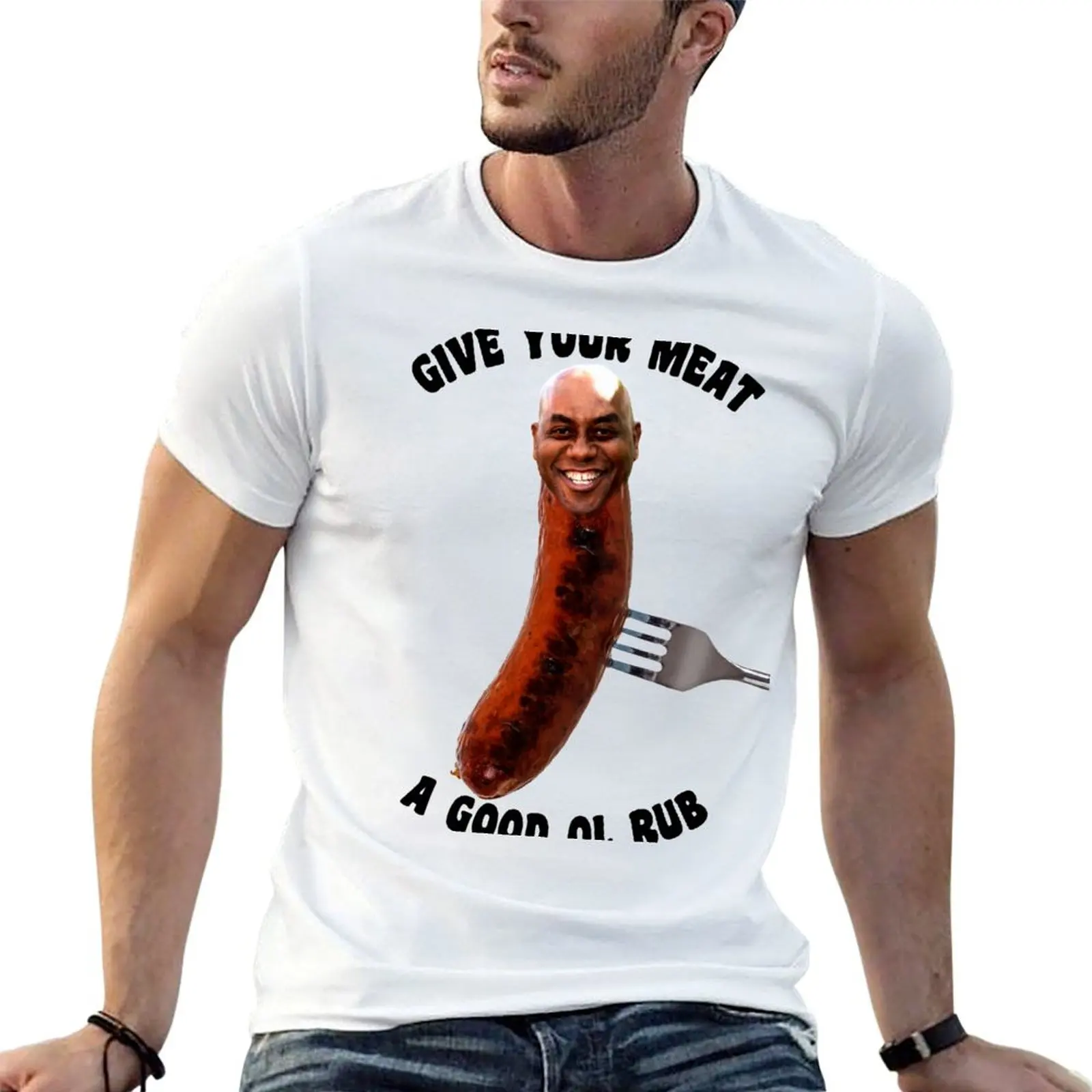 Ainsley Harriott - Give Your Meat A Good Ol Rub T-Shirt Plus Size Basic Short Sleeve Top