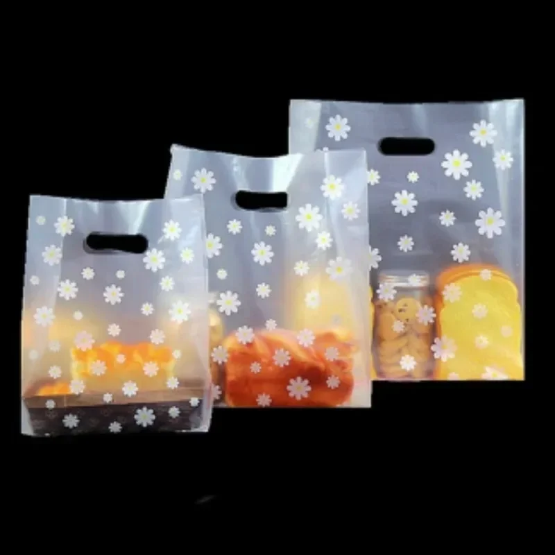50Pcs Daisy Flower Bread Pack Bag Christmas Candy Cookie Wrapping Bags Wedding Birthday Party Plastic Gift Packaging Bag