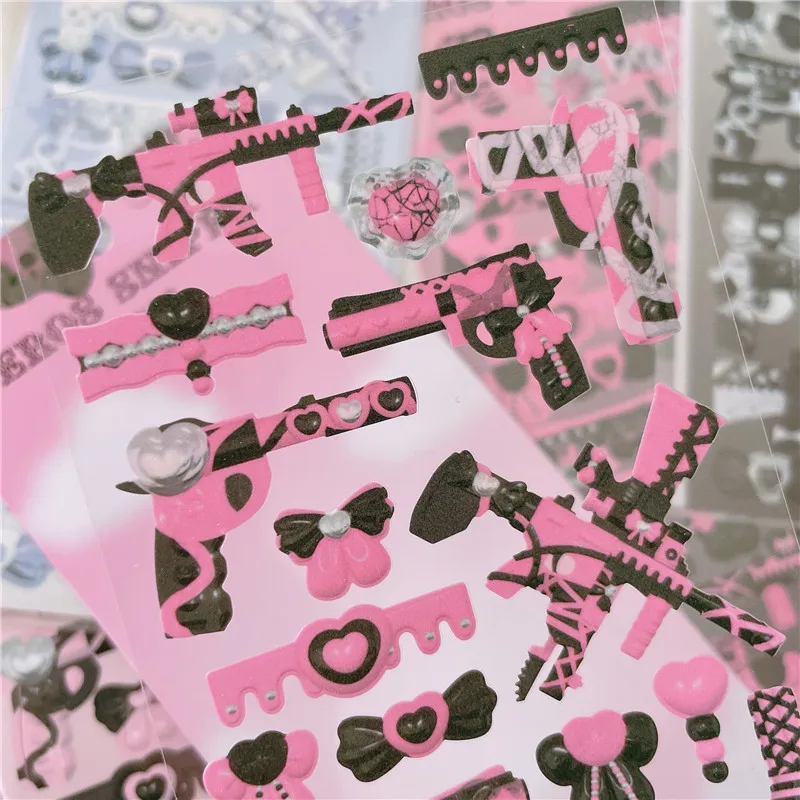 Cute Sweet Cool Gun Decorative Stickers Korean ins Hand Account Idol Card DIY Material Sticker Personalized Kawaii Stationery