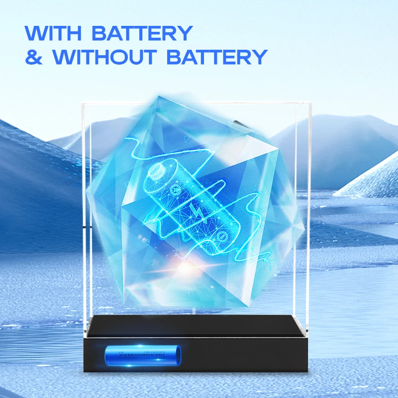 COEUS 30CM 256LED HD proyector vitrina portátil compras ropa mercancía soporte telones de fondo estantes de exhibición ventilador de holograma 3D