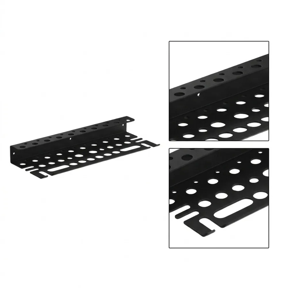 Garage Tool Organizer Wall Mounted Metal Rack - 40 x 12.7 x 4.4 cm Black Tool Holder with Multi Slot Layout and Strong Build
