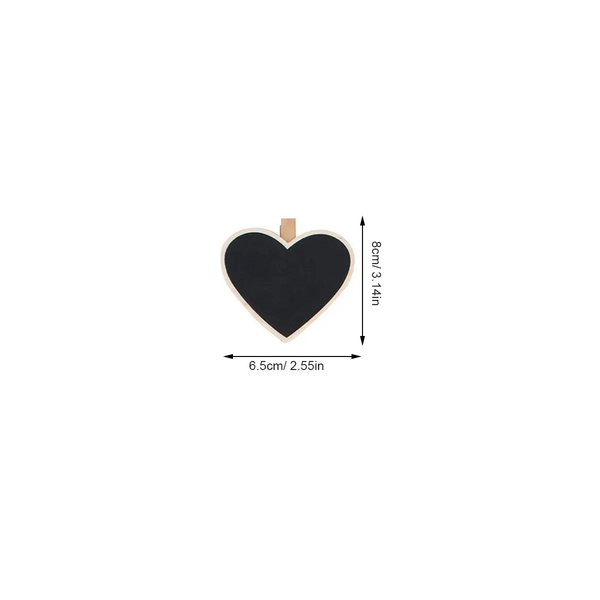 10Pcs Wooden Blackboard Pegs Mini Heart Shaped Message Clips Black and Wood Photo Note Paper Holders Mini Wooden Blackboard