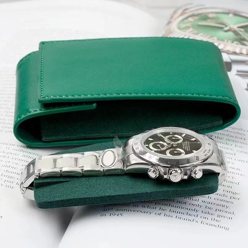 Factory Wholesale Luxury Green Case Green Leather Protection Soft Travel Bag Watch Belt Bag Gift Packing Cases