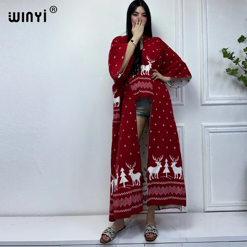 WINYI winter coat dress for women Christmas OverCoat Thick Warm long down coat fashion cardigan Middle East winter abaya kaftan