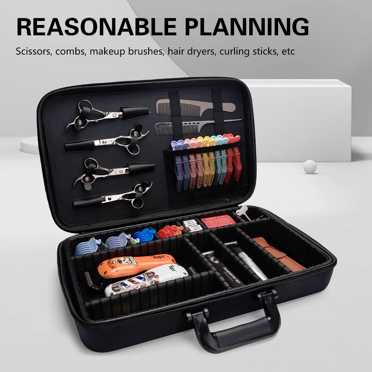 Barber Carrying Case Storage Hard Bag Barbershop Scissors Shavers Box Highcapacity Salon Display Case Durable To Travel Bag Tool