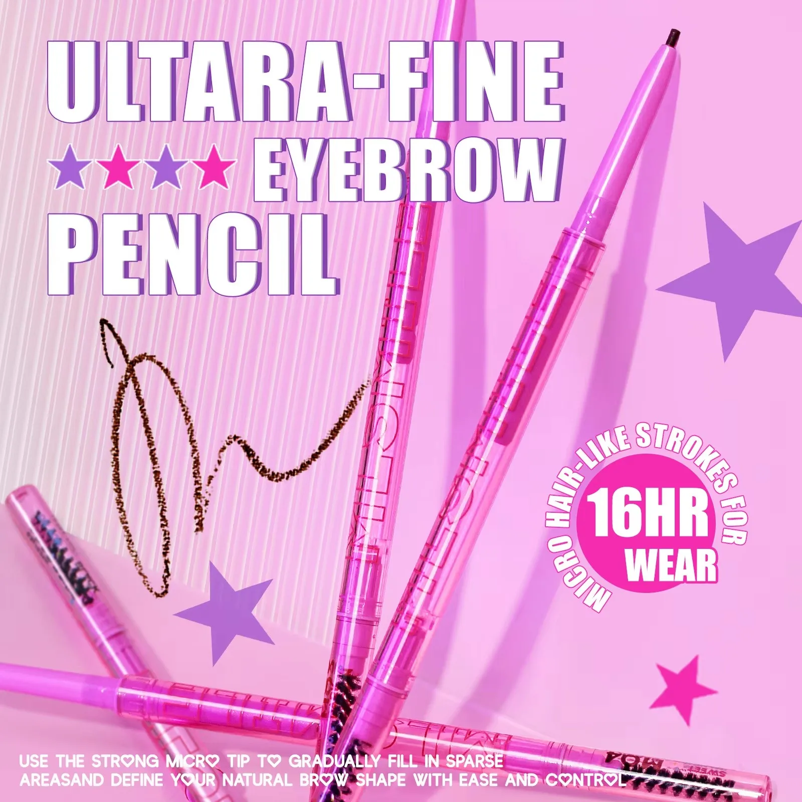 4 Colors Double-headed Eyebrow Pencil Waterproof Natural Long Lasting Eye Brow Pencil Sweat-proof Ultra-fine Eye Makeup.