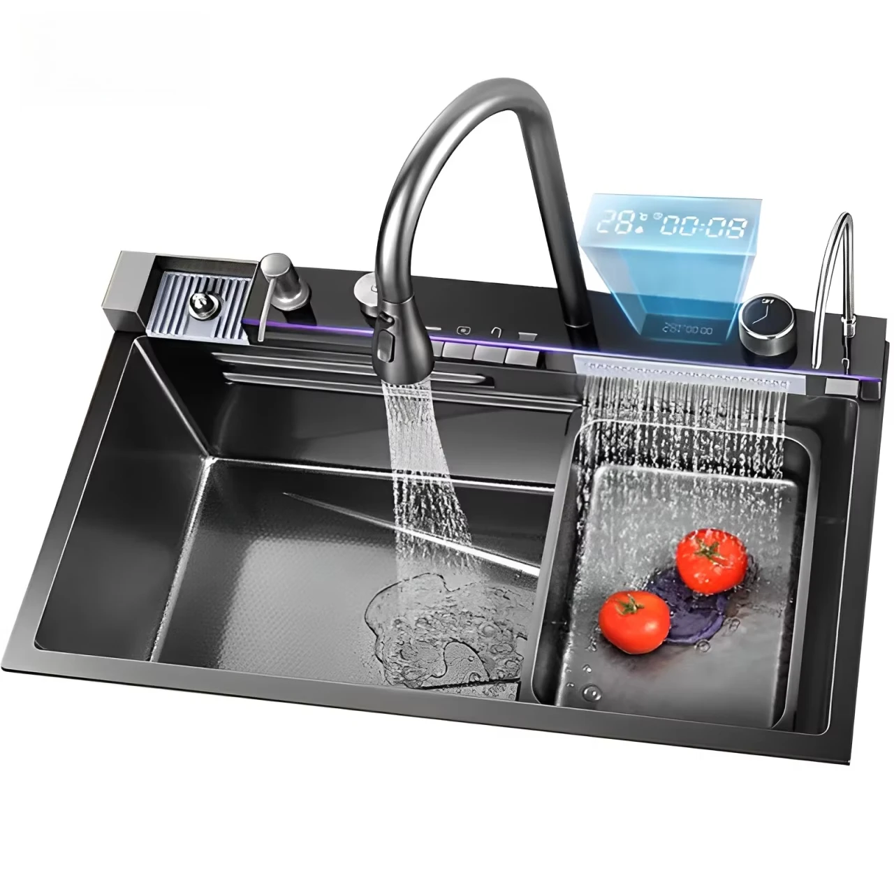 

Кухонная мойка Кит Цифровой дозатор водопада Мойка для чашек Дозатор мыла Дозатор с эффектом дождя Раковина из нержавеющей стали