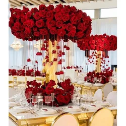 10pcs(10cm to 120cm)Gold Centerpieces Table Wedding Tall Acrylic Trumpet Wedding Event Dinner Flower Stand for Christmas Party