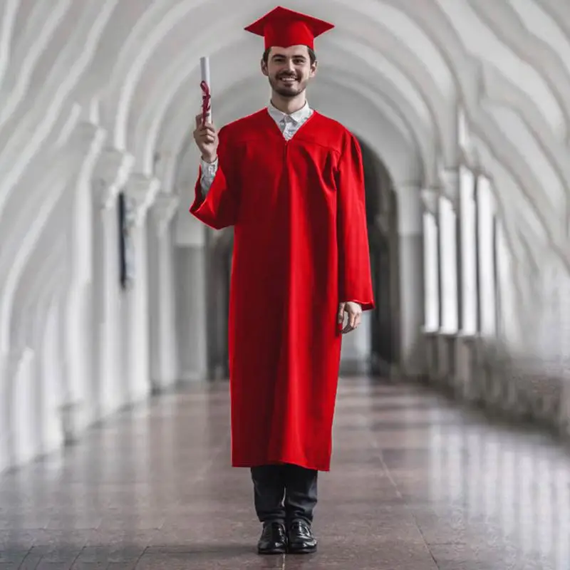 Vestido de graduación mate para hombre y mujer, conjunto de gorro y borla suave, disfraz Unisex de graduación para escuela secundaria y despedida de soltera, 2023