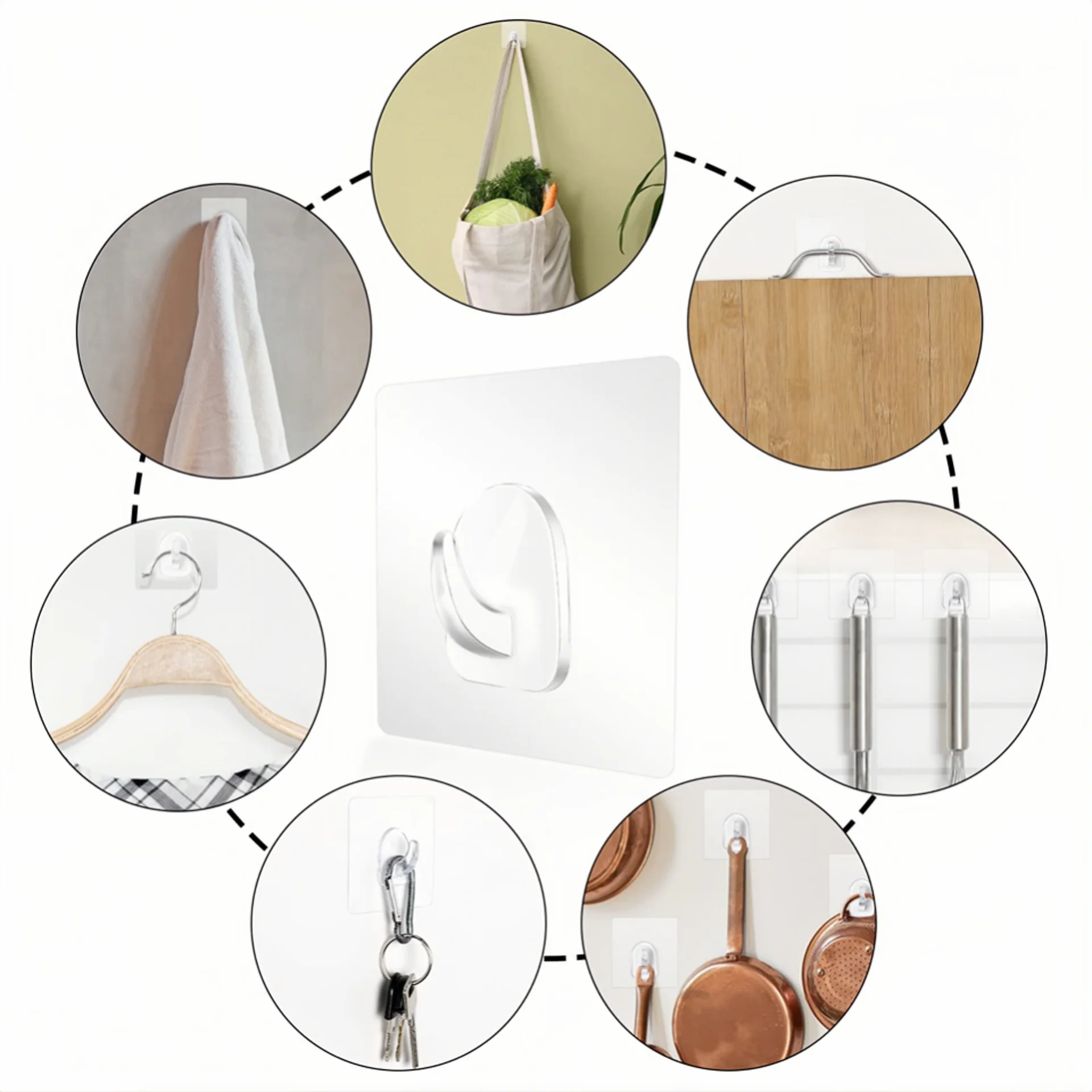 Self Adhesive Transparent Hooks Door Wall Mounted Hanger Hook Suction Heavy Load Rack Kitchen Bathroom Organizer Holder