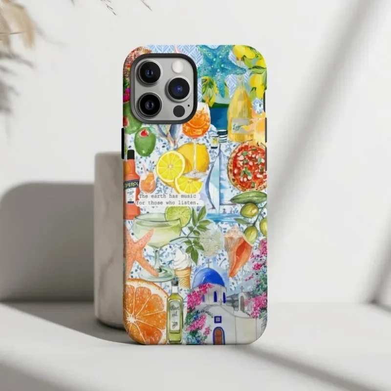 Fruits Collage Phone Case For IPHONE 16ProMax 15 14 13 12 11 PRO Plus Acrylic TPU Two in one Mobile Phone Cases