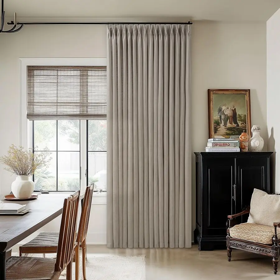 

Birch Pinch Pleated Linen Curtains 102 Inches Long 70 Inch Width Linen Light Filtering Window Curtains 102 Inch for Living Room