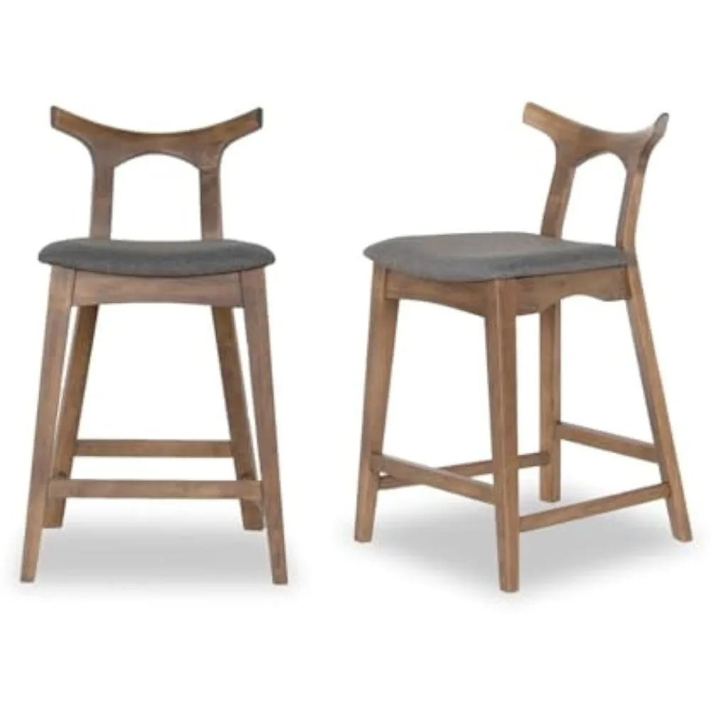 Kursi Bar Persegi Berlapis Kayu Solid Hester (Set isi 2)