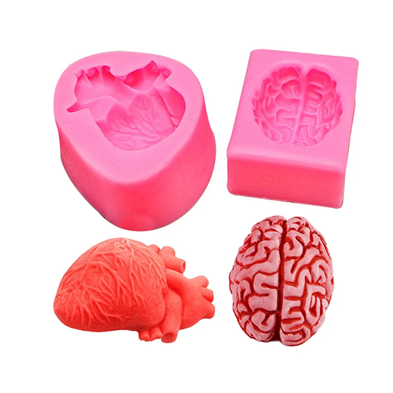 1pcs Creative Heart Brain Shaped Silicone Mold Kitchen Baking Tool DIY Pastry Cake Fondant Mould Dessert Chocolate Candle Mould