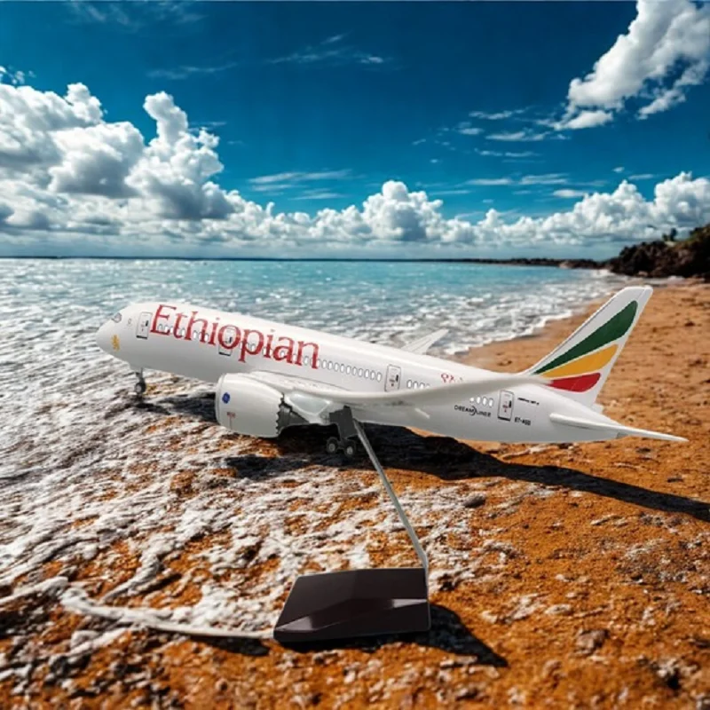 

47 см Ethiopian Airlines B787 модель самолета с подсветкой и колесами, украшение самолета из смолы, домашний дисплей или бизнес-подарки