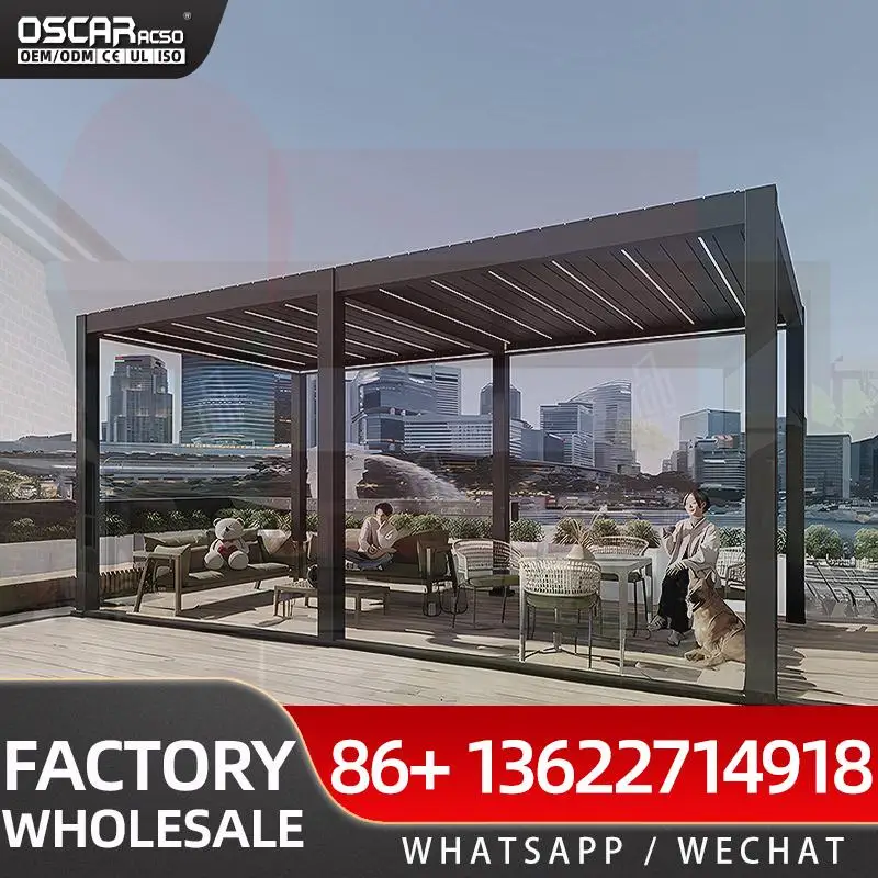 

Modern Aluminum Louvered Roof DIY Customized Heavy Duty Shading Waterproof Garden Gazebo for Outdoor Backyard Patio pergolas
