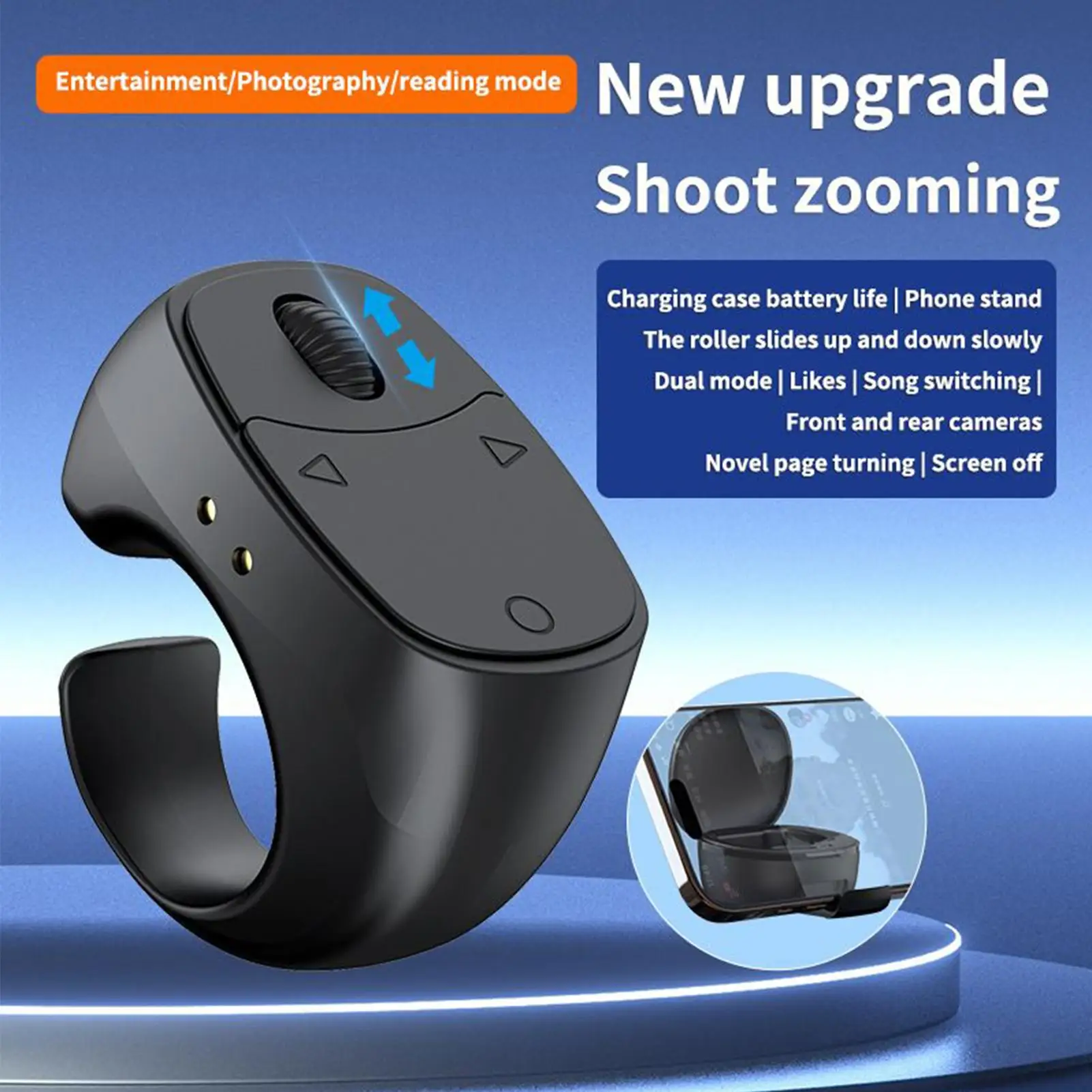 

Roller Fingertip Ring Remote Control Page Turner Wireless Remote Control Scrolling Page Turner For turning pages taking photos