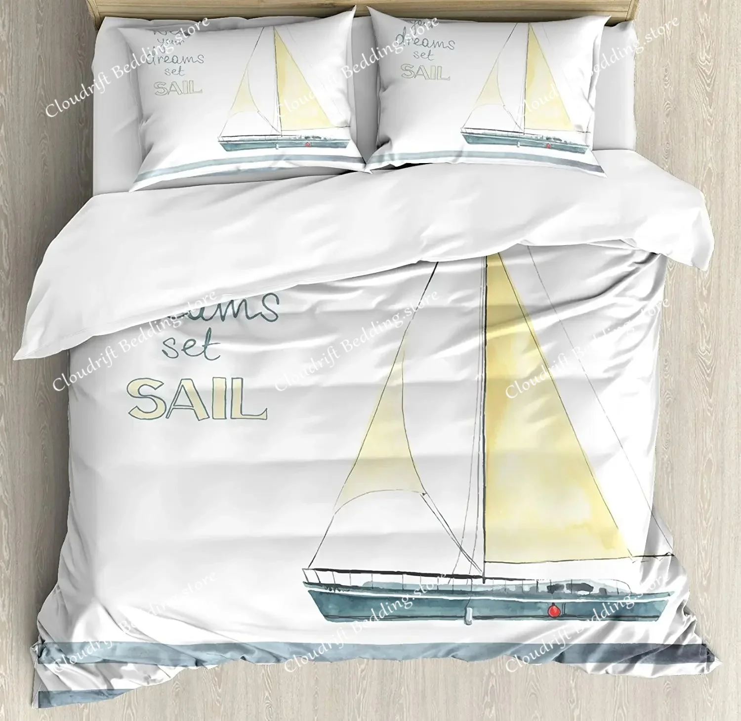

Nautical Anchor Ship Lighthouse Whale Art Bedding Set For Double Bed Home Textile Duvet Cover Quilt Cover Pillowcase