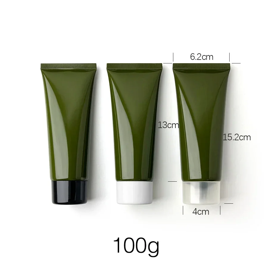 100g Olijfgroene Knijpfles 100ml Hervulbare Cosmetica Body Cream Lotion Container Donkergroen Lege Plastic Zachte Buis