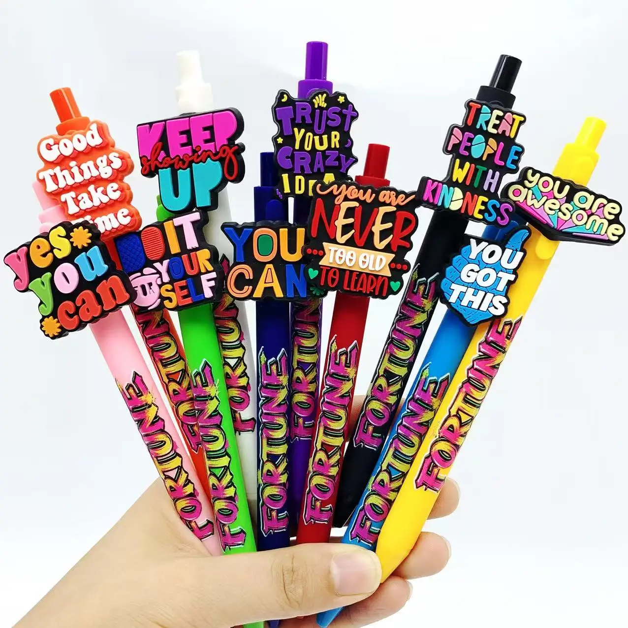 

6pcs/12pcs Inspirational Phrase Printed Ballpoint Pen Student Writing Special Ballpoint Pen Phrase Element Gift Pen