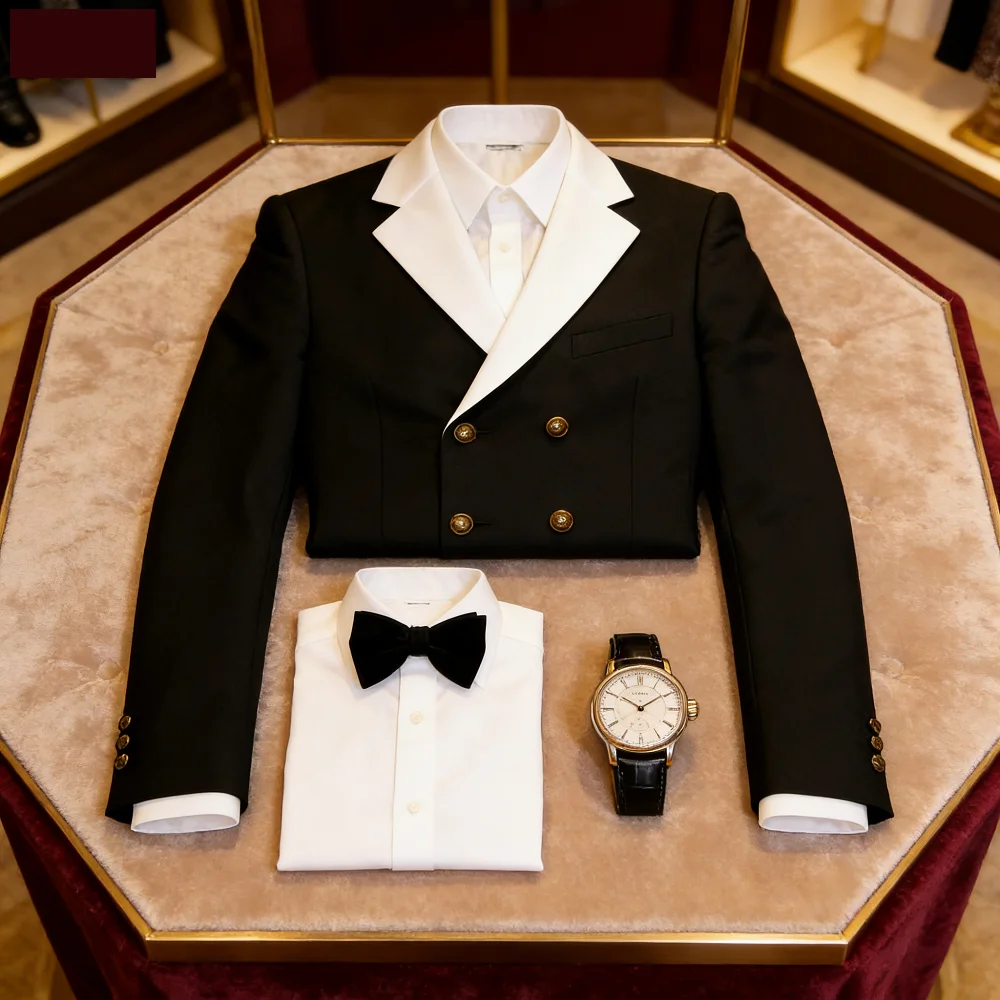 

Men's Slim Fit 2-Piece Tuxedo with Trench Coat Suitable for Dance Concert Wedding Occasions