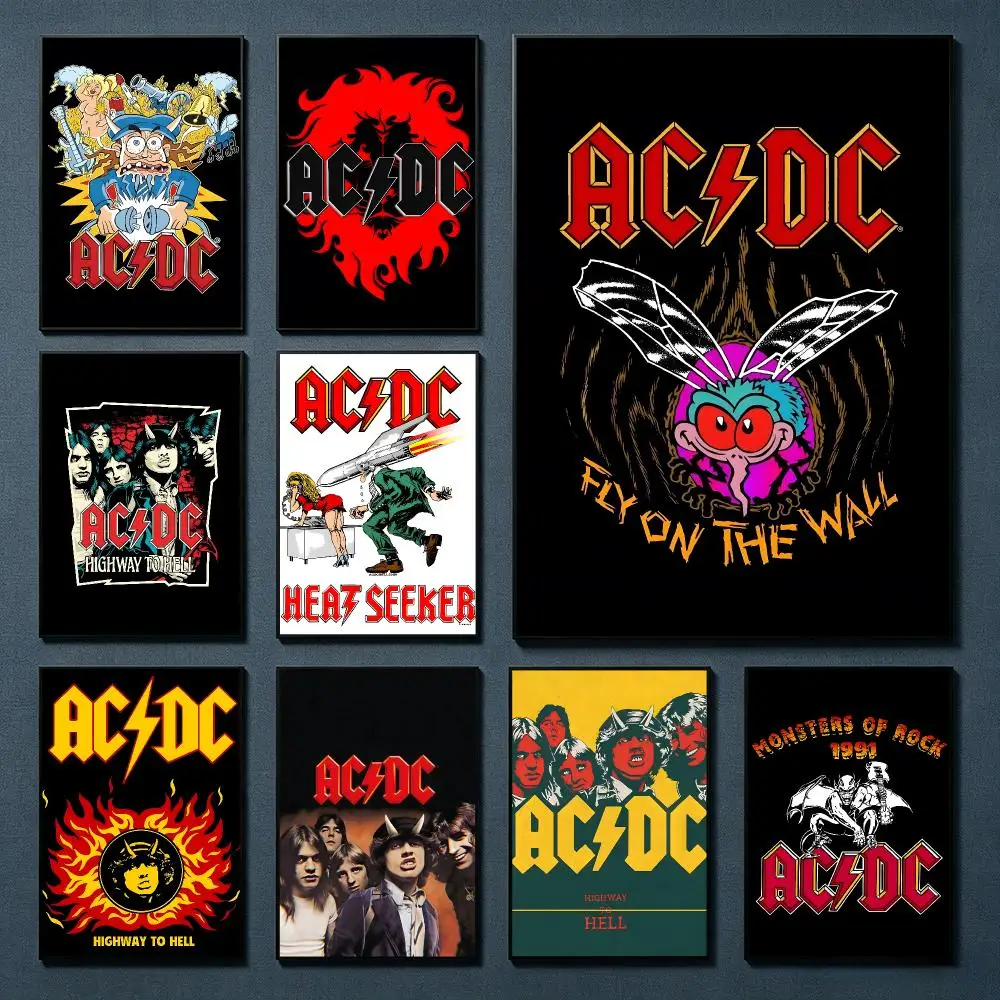 Classic cool band D-Ac Dc Painting Calligraphy HD Canvas Art Print Wall Decor for Bars Coffee Shops Clubs Rooms