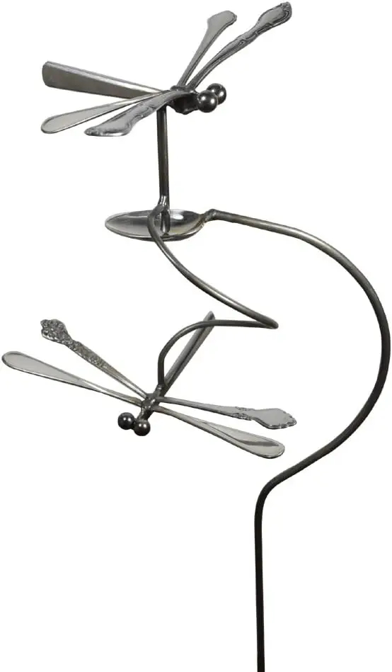 American Made Dancing Dragonflies Balancing Garden Stake and Upcycled Utensil Sculpture