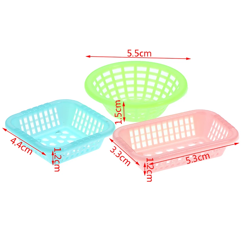 5Pcs 인형 집 플라스틱 바구니 프레임 야채 음식 보관 바구니 인형 집 부엌 소형 장식