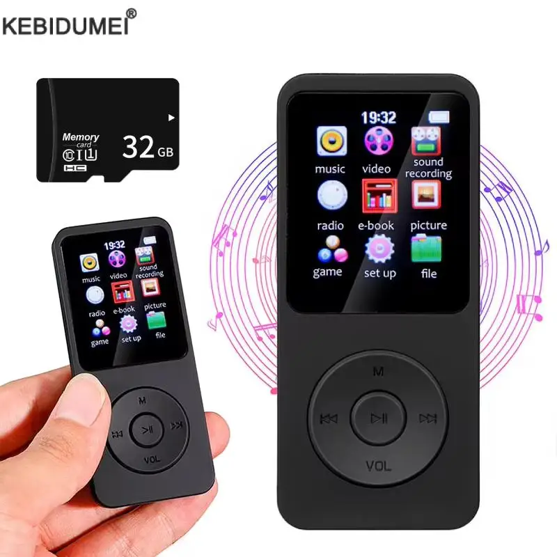 MP3 Player Portable Music Player Bluetooth 5.4 Music Stereo Player 1.8 inch Screen Support FM Radio E-Book Recording