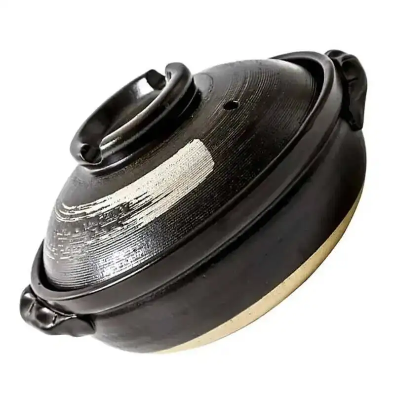 0.9L Ceramic Clay Pot Cooking Casserole Japanese Stew Soup Pot With Lid Earthenware Hot Pot Stockpot Dish Pan Cookware Stock Pot