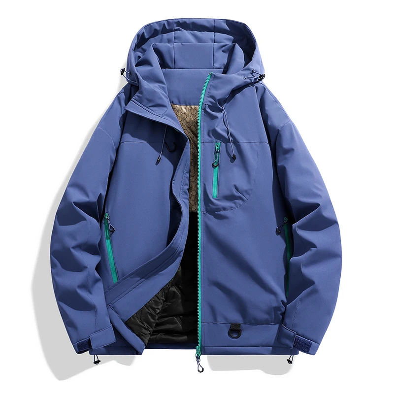 Outdoor Couple Windproof Hooded Cotton Coats for Men Winter Graphene Warm Thickened Casual Outdoor Loose Solid Color Down Jacket