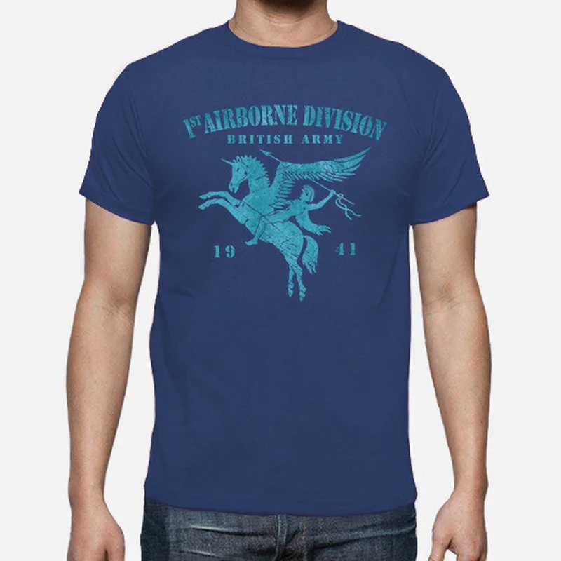 1st British Airborne Division Blue Men T-Shirt Short Sleeve Casual 100% Cotton O-Neck T Shirts