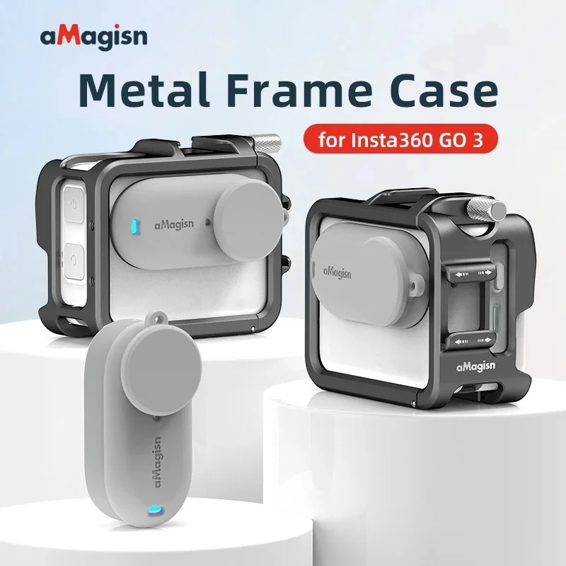 

aMagisn For Insta 360 GO3 GO 3 Ultra Light Metal Cage Frame case Protective shell 360GO3 Protector Accessories Dual cold shoes