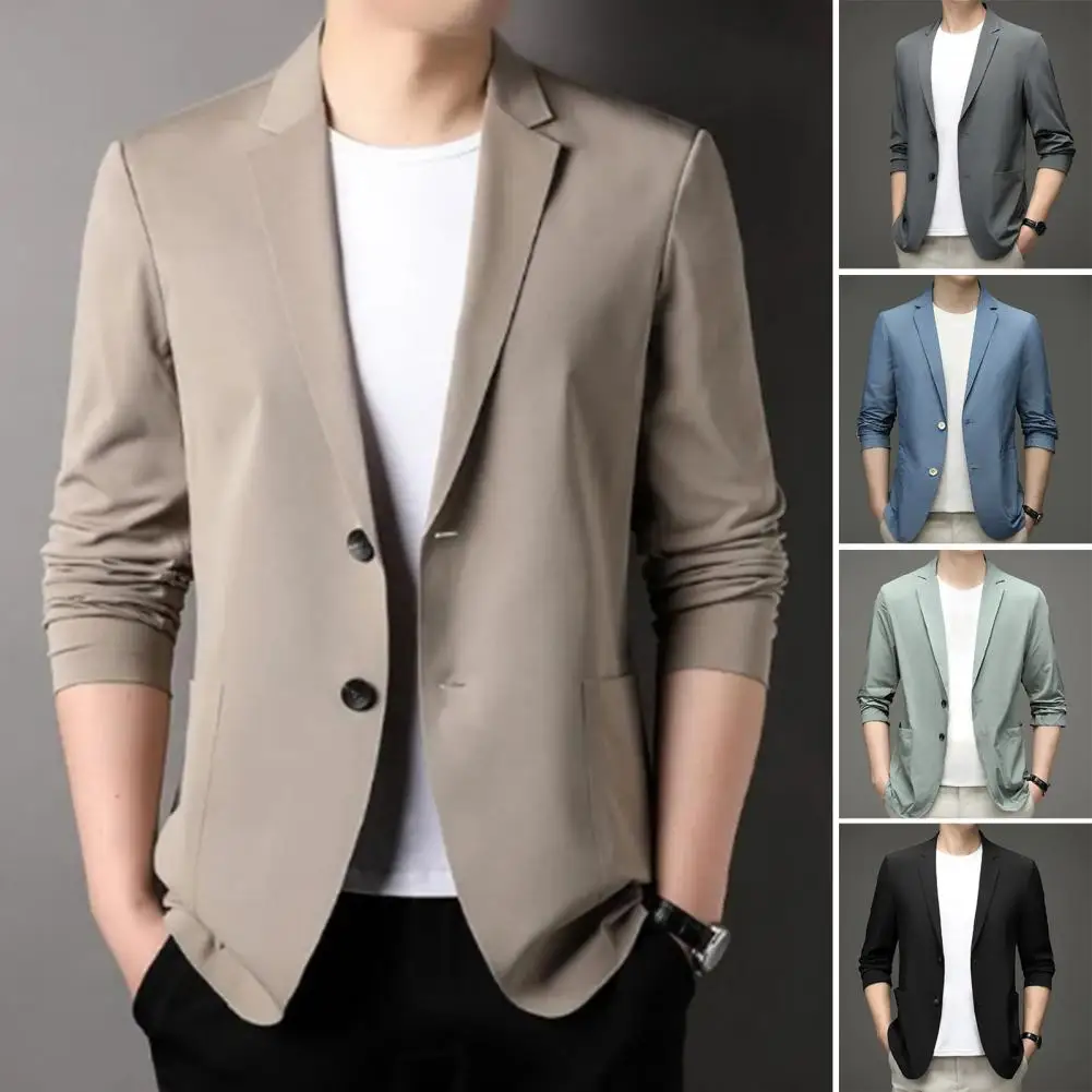 Men Suit Jacket  Double Buttons   Men Business Coat Sunscreen Men Business Coat