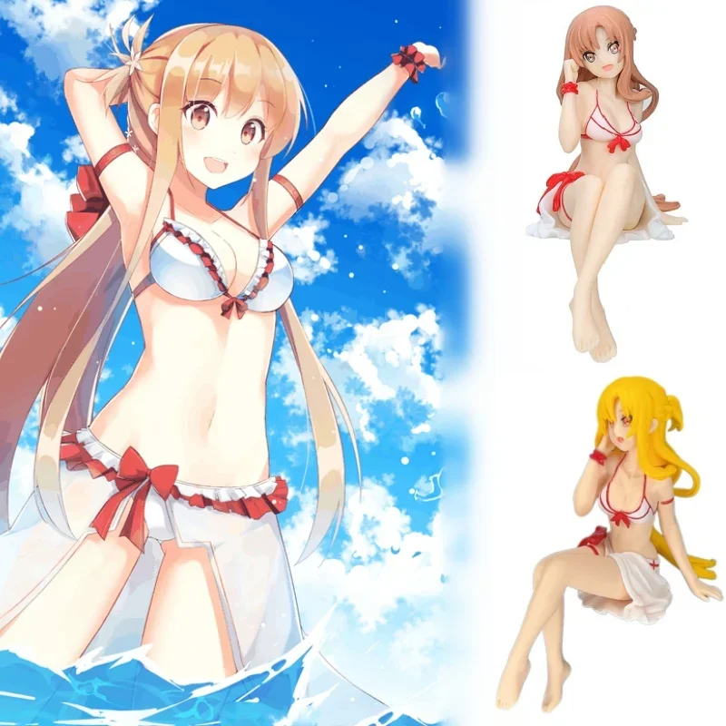 Anime Sword Art Online 12CM Sexy Swimsuit Yuuki Asuna Action Figures Pvc Statue Model Dolls Game Collectible Ornament Toys Gifts