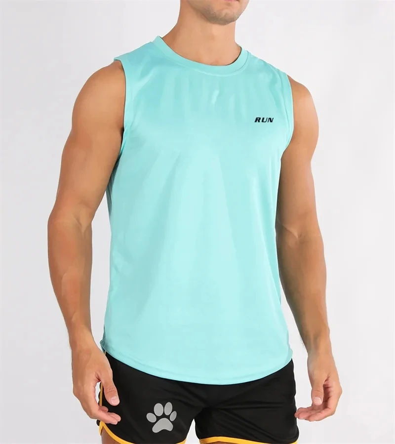 Man Summer Gym Vest High Quality Shirt Sleeveless T-shirts Men Training Tank Top running Fitness tops Sports Vest men Clothing