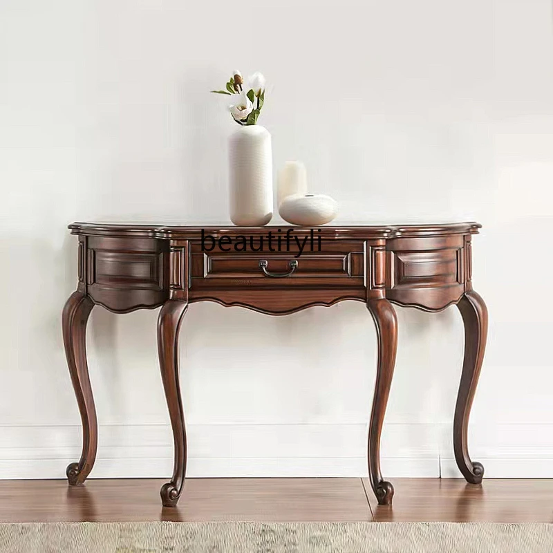 

American modern, retro porch table semi-round porch cabinet partition foyer side table decorative locker