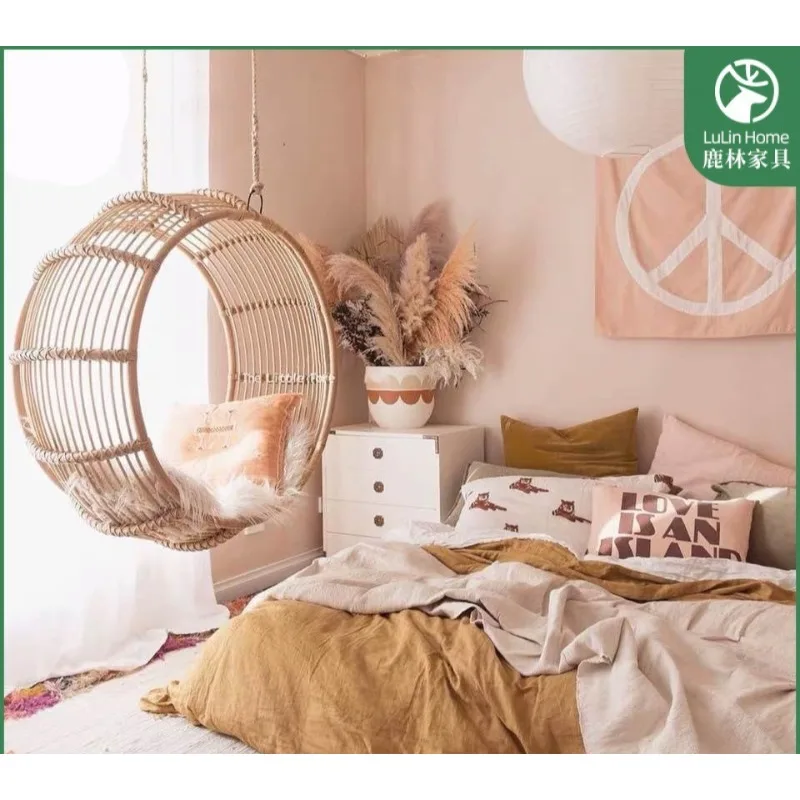 Nordic ins children's swing generation simple lazy handmade plant rattan B & B hotel indoor Internet celebrity hanging chair now