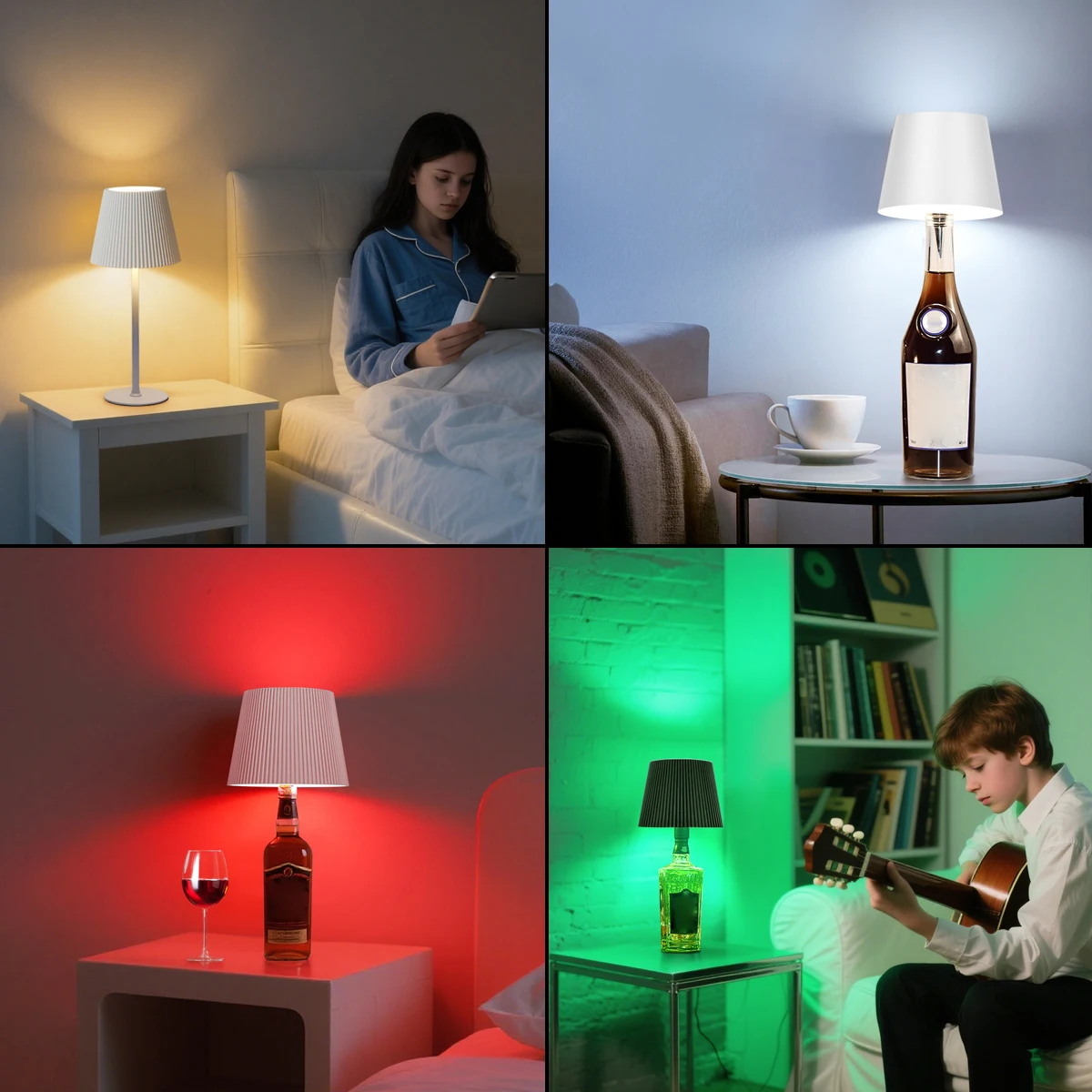 LED Bedside Table Lamp DIY Lamp Base Desk Lamp Dimmable Night Reading Book Light USB Rechargeable Atmosphere Lighting image 6