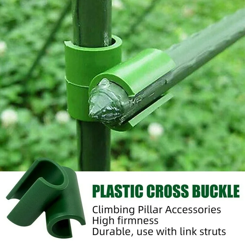 

10/50Pcs Plant Support Fixed Cross Clip 8/11/16/20mm Adjustable Garden Trellis Plant Cross Buckle Plastic Greenhouse Connector