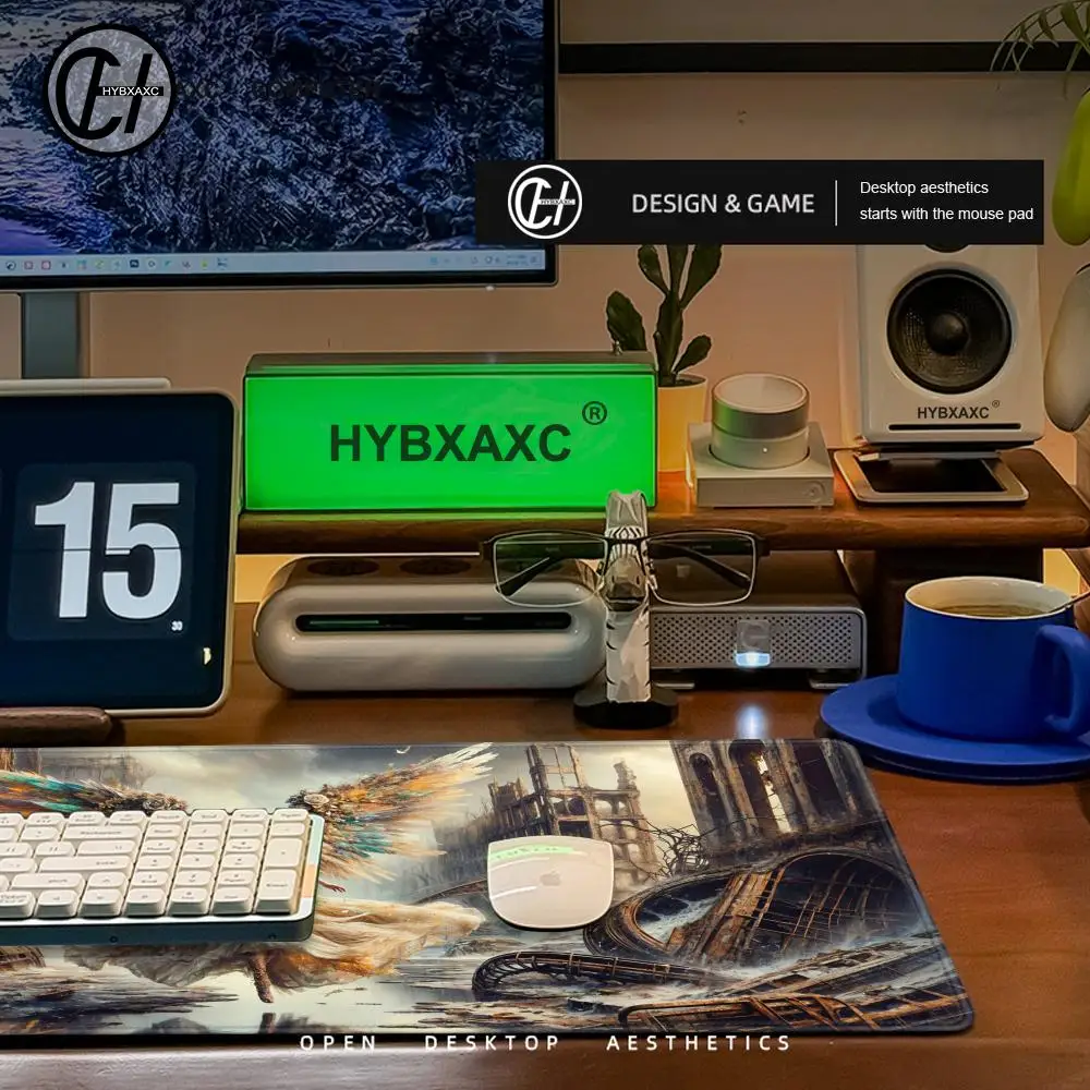 رائع الملاك الذهبي أجنحة ماوس الوسادة بطاقة لعبة حصيرة مكاتب الكمبيوتر الكبيرة لوحة الماوس المضادة للانزلاق ل MTG DTCG CCG RPG الحصير التداول