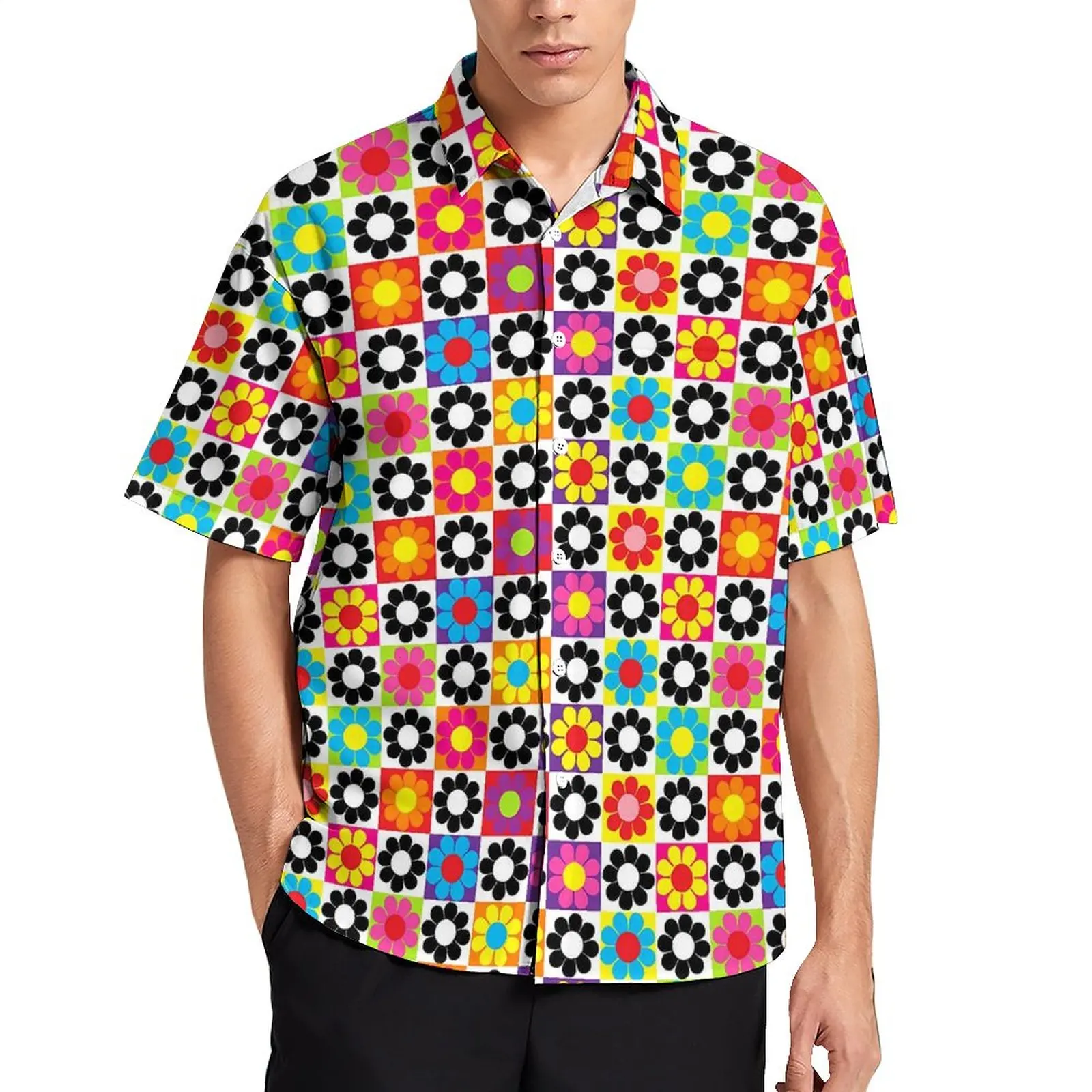 Bloemenprint Hawaii Casual Shirts Heren Heldere Flower Power Harajuku Vakantie Retro Esthetische Blouses Grafische Kleding Met Korte Mouwen